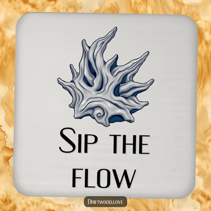 Funny drink coaster set with a flowing, organic driftwood form in metallic silver and deep navy, offering elegant and protective flair.