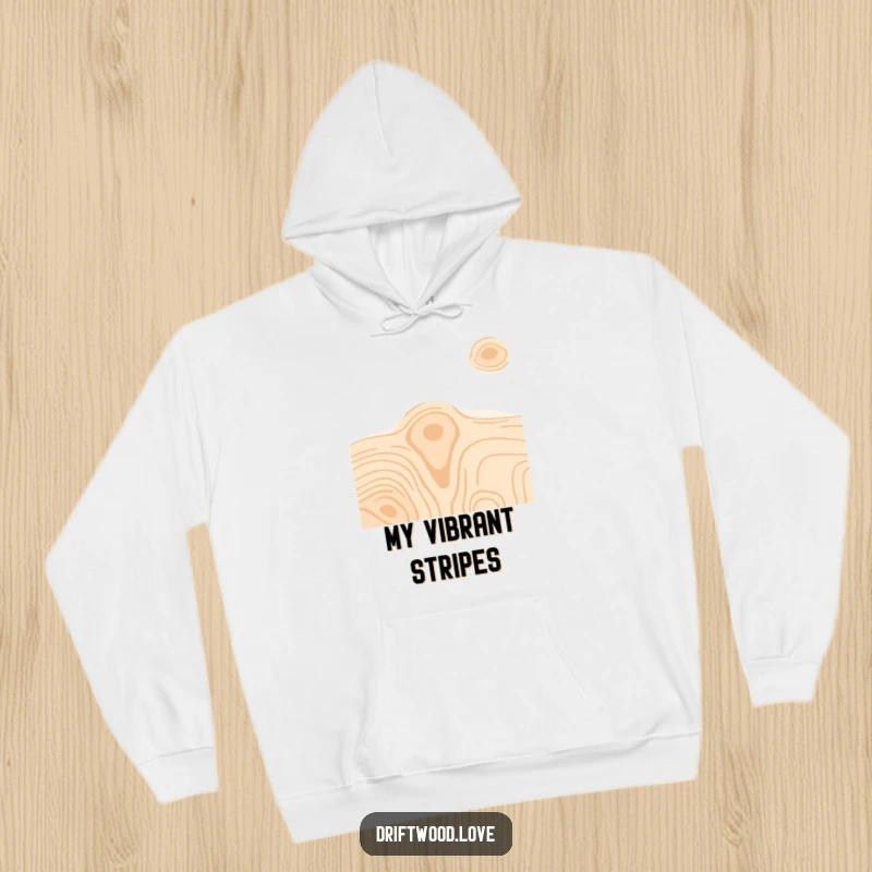 Funny hoodie with minimalist wood grain textures presented in contrasting, vibrant colors, offering warmth and artistic visual appeal.