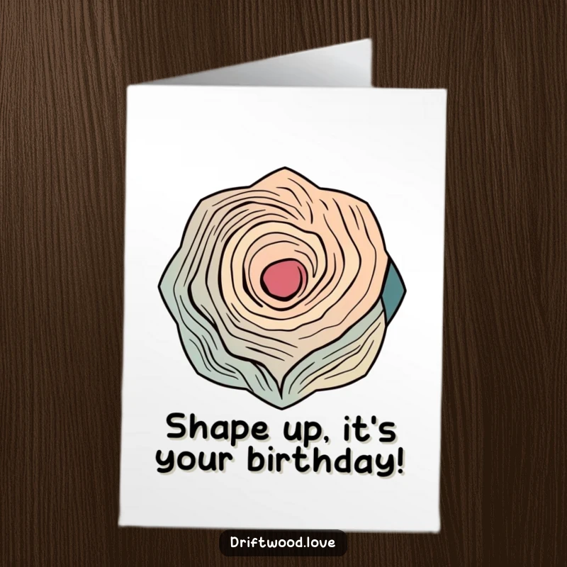 Funny Free Printable Birthday Card: Interlocking geometric shapes inspired by wood curves for a birthday bash
