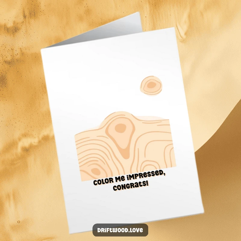 Funny Free Printable Congratulations Card: Contrasting vibrant colors depict minimalist wood grain for a special achievement