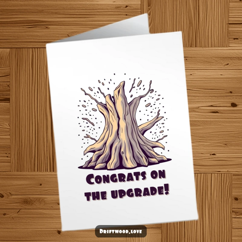 Funny Free Printable Congratulations Card: A deconstructed driftwood form breaking through digital noise, perfect for celebrating achievements in the digital realm.