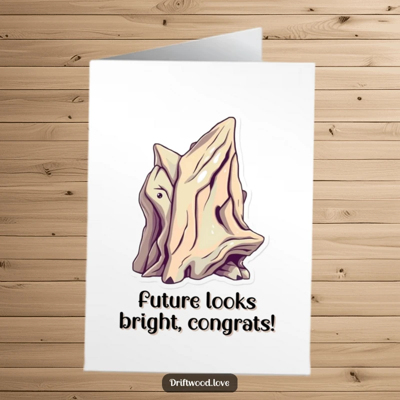 Funny Free Printable Congratulations Card: A sculptural driftwood piece with sharp, futuristic angles and metallic highlights congratulates success with a sci-fi flair.
